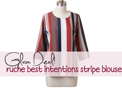 ruche striped blouse