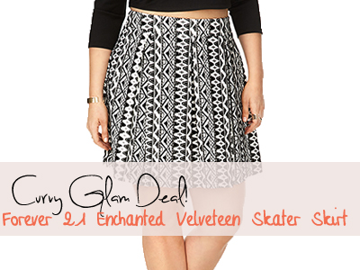 forever 21 curvy velveteen skater skirt