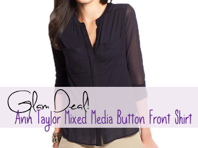 ann taylor mixed media button shirt