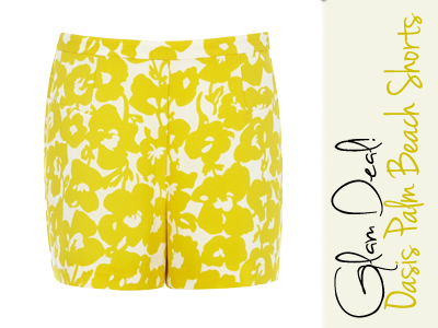 oasis yellow print shorts spring