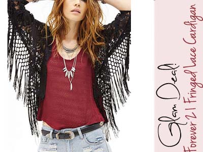 forever 21 fringe lace cardigan