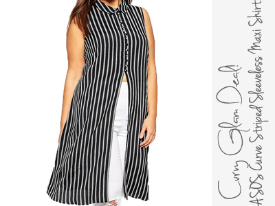 asos curve striped sleeveless maxi shirt