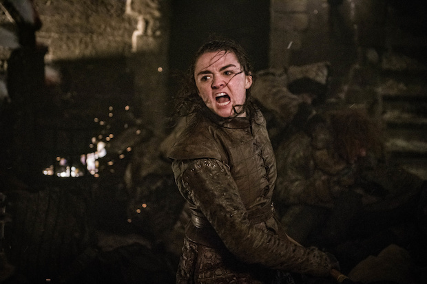 Game of Thrones Season 8 Episode 3 "The Long Night". Maisie Williams as Arya Stark.